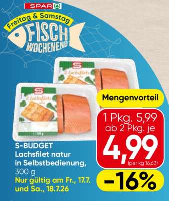 S-BUDGET Lachsfilet natur