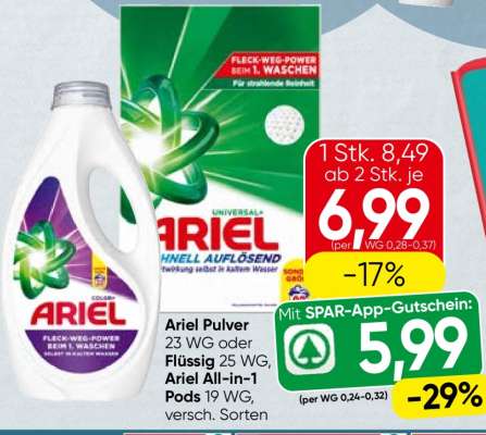 Ariel Pulver oder Flüssig oder Ariel All-in-1 Pods