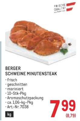 BERGER SCHWEINE MINUTENSTEAK