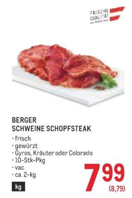 BERGER SCHWEINE SCHOPFSTEAK