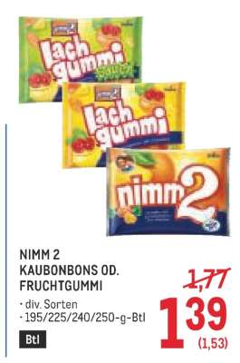 NIMM 2 KAUBONBONS OD. FRUCHTGUMMI
