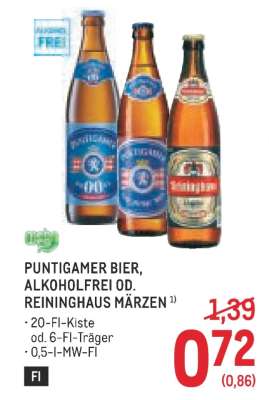PUNTIGAMER BIER, ALKOHOLFREI OD. REININGHAUS MÄRZEN