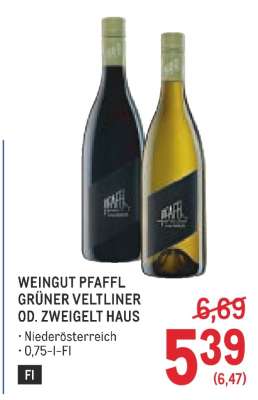 WEINGUT PFAFFL GRÜNER VELTLINER OD. ZWEIGELT HAUS
