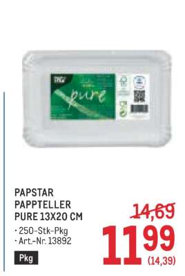 PAPSTAR PAPPTELLER PURE 13X20 CM