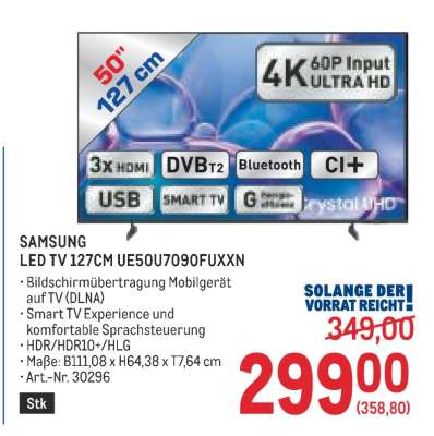 SAMSUNG LED TV 127CM UE50U7090FUXXN