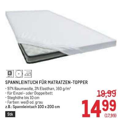 SPANNLEINTUCH FÜR MATRATZEN-TOPPER