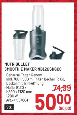 NUTRIBULLET SMOOTHIE MAKER NB1206DGCC