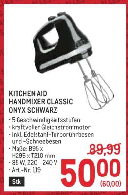 KITCHEN AID HANDMIXER CLASSIC ONYX SCHWARZ
