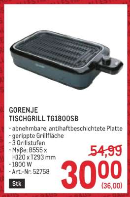 GORENJE TISCHGRILL TG1800SB