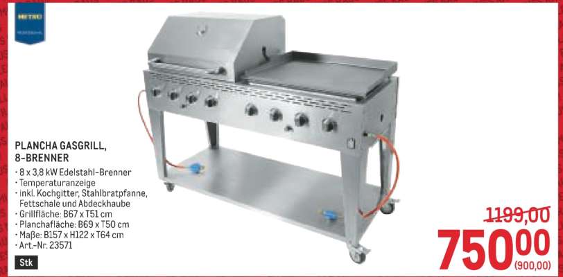 PLANCHA GASGRILL, 8-BRENNER
