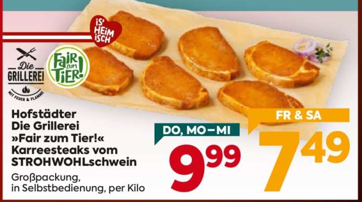 Hofstädter Die Grillerei »Fair zum Tier!« Karreesteaks vom STROHWOHLschwein