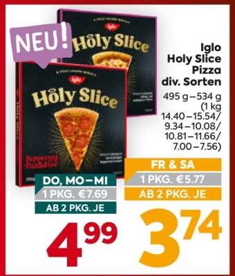 Iglo Holy Slice Pizza div. Sorten