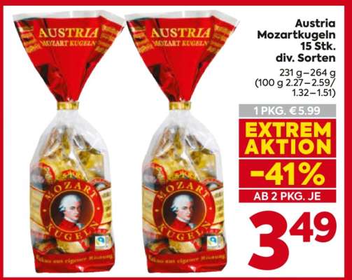 Austria Mozartkugeln 15 Stk. div. Sorten