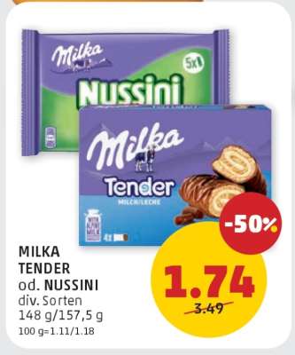MILKA TENDER od. NUSSINI
