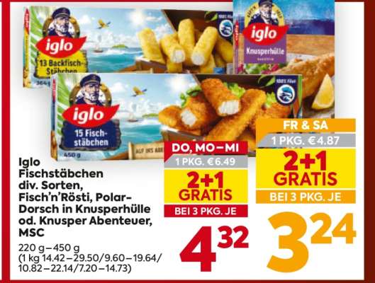 Iglo Fischstäbchen div. Sorten, Fisch’n’Rösti, Polar-Dorsch in Knusperhülle od. Knusper Abenteuer, MSC