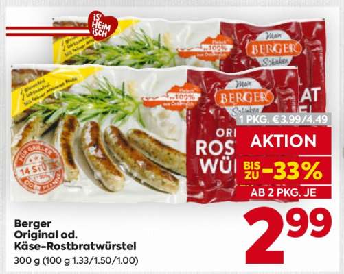 Berger Original od. Käse-Rostbratwürstel