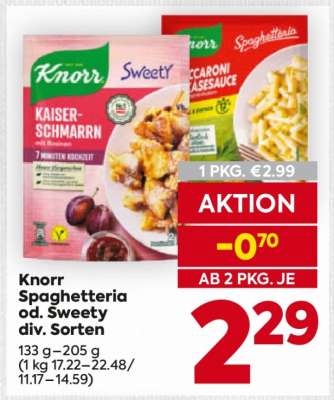 Knorr Spaghetteria od. Sweety div. Sorten