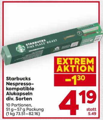 Starbucks Nespresso-kompatible Alukapseln div. Sorten