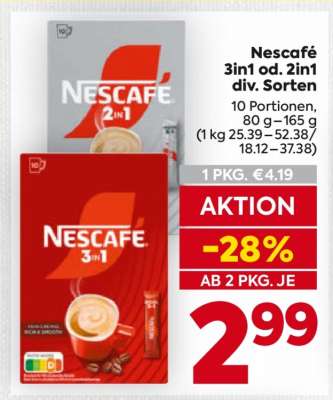 Nescafé 3in1 od. 2in1 div. Sorten