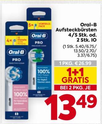Oral-B Aufsteckbürsten 4/5 Stk. od. 2 Stk. IO