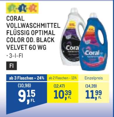 CORAL VOLLWASCHMITTEL FLÜSSIG OPTIMAL COLOR OD. BLACK VELVET 60 WG