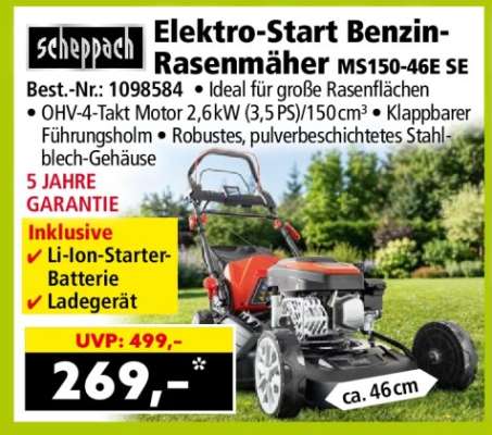 scheppach Elektro-Start Benzin-Rasenmäher MS150-46E SE