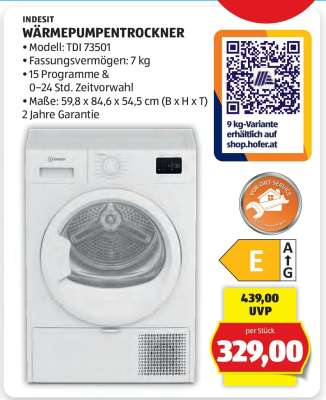 INDESIT WÄRMEPUMPENTROCKNER