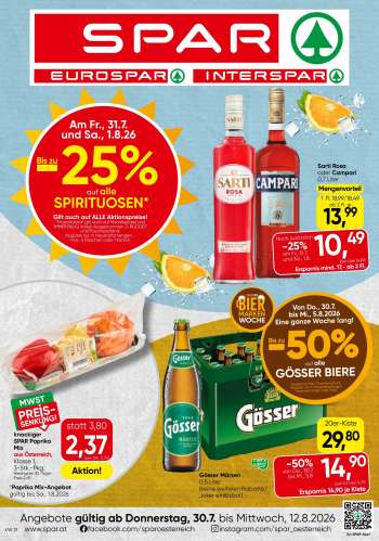 Angebote SPAR - 30.7.2026 - 12.8.2026.