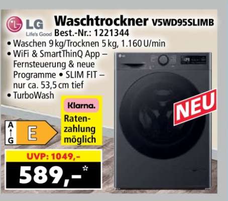 LG Waschtrockner V5WD95SLIMB