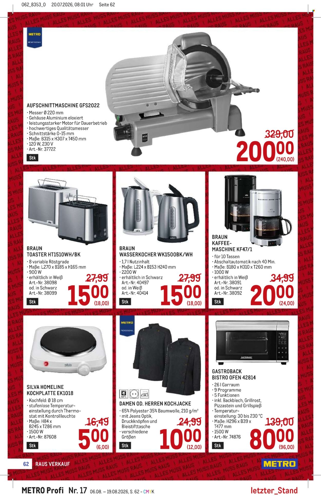 Angebote Metro - 6.8.2026 - 19.8.2026. Seite 62