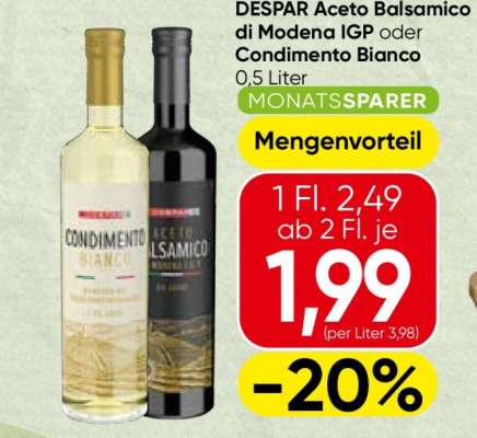DESPAR Aceto Balsamico di Modena IGP oder Condimento Bianco