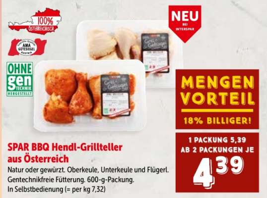 SPAR BBQ Hendl-Grillteller aus Österreich
