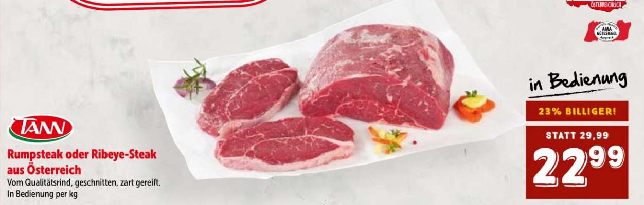Rumpsteak oder Ribeye-Steak aus Österreich