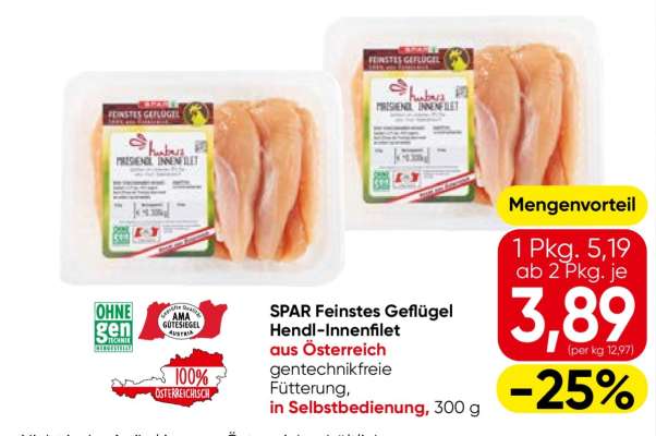 SPAR Feinstes Geflügel Hendl-Innenfilet