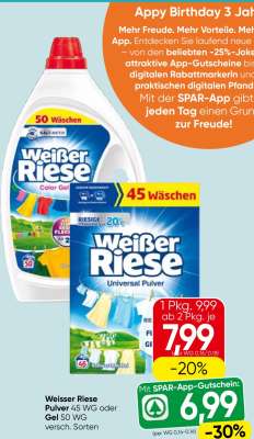 Weißer Riese Pulver 45 WG oder Gel