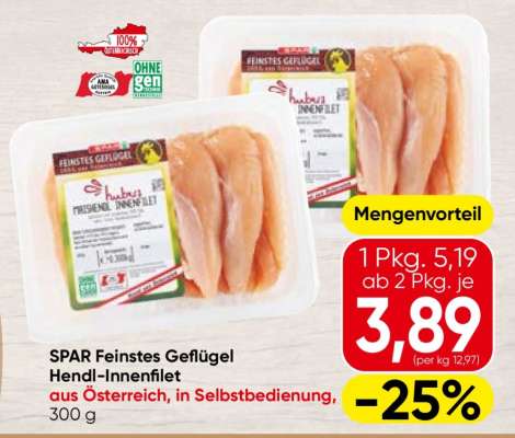 SPAR Feinstes Geflügel Hendl-Innenfilet
