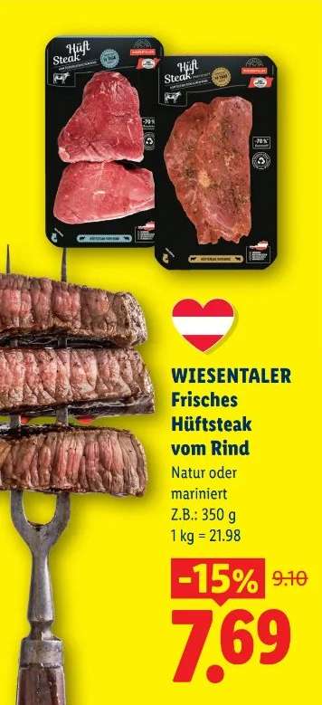 WIESENTALER Frisches Hüftsteak vom Rind