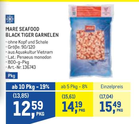 MARE SEAFOOD BLACK TIGER GARNELEN
