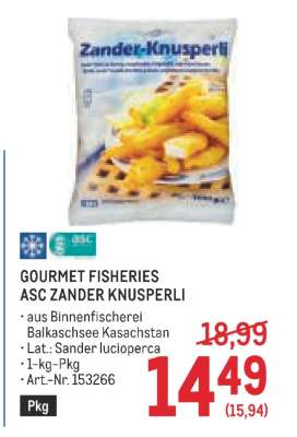 GOURMET FISHERIES ASC ZANDER KNUSPERLI