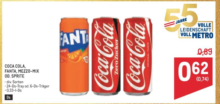 COCA-COLA, FANTA, MEZZO-MIX OD. SPRITE