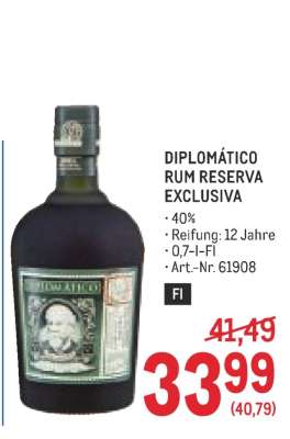 Diplomático Rum Reserva Exclusiva