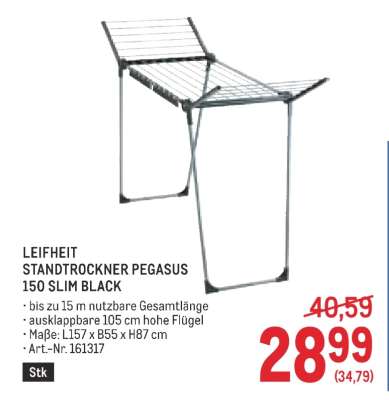 LEIFHEIT STANDTROCKNER PEGASUS 150 SLIM BLACK
