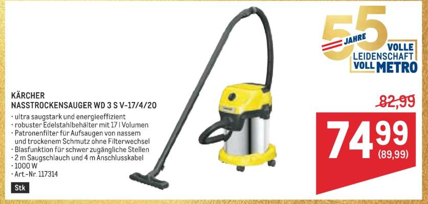 KÄRCHER NASSTROCKENSAUGER WD 3 S V-17/4/20