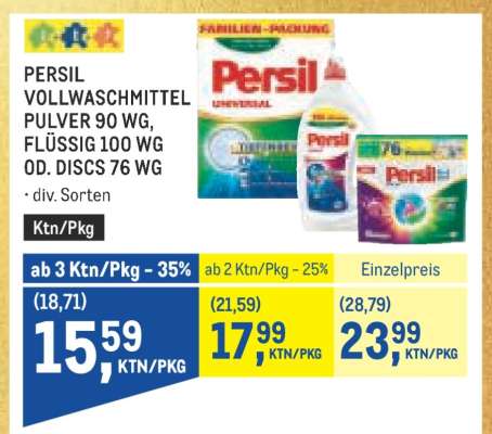 PERSIL VOLLWASCHMITTEL PULVER 90 WG, FLÜSSIG 100 WG OD. DISCS 76 WG