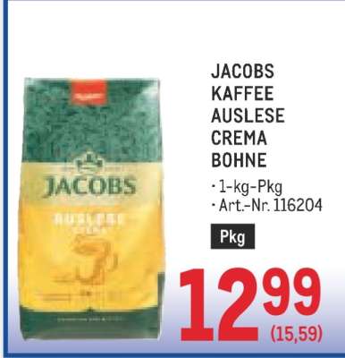 JACOBS KAFFEE AUSLESE CREMA BOHNE