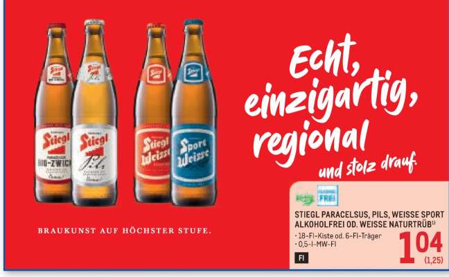 STIEGL PARACELSUS, PILS, WEISSE SPORT ALKOHOLFREI OD. WEISSE NATURTRÜB