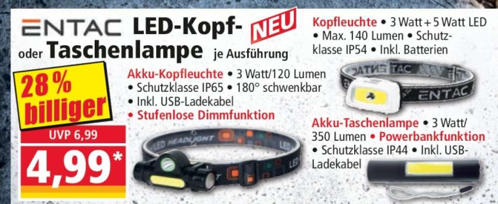 ENTAC LED-Kopf- oder Taschenlampe