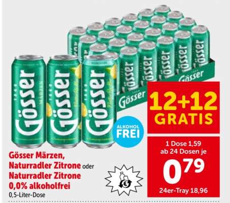 Gösser Märzen, Naturradler Zitrone oder Naturradler Zitrone 0,0% alkoholfrei