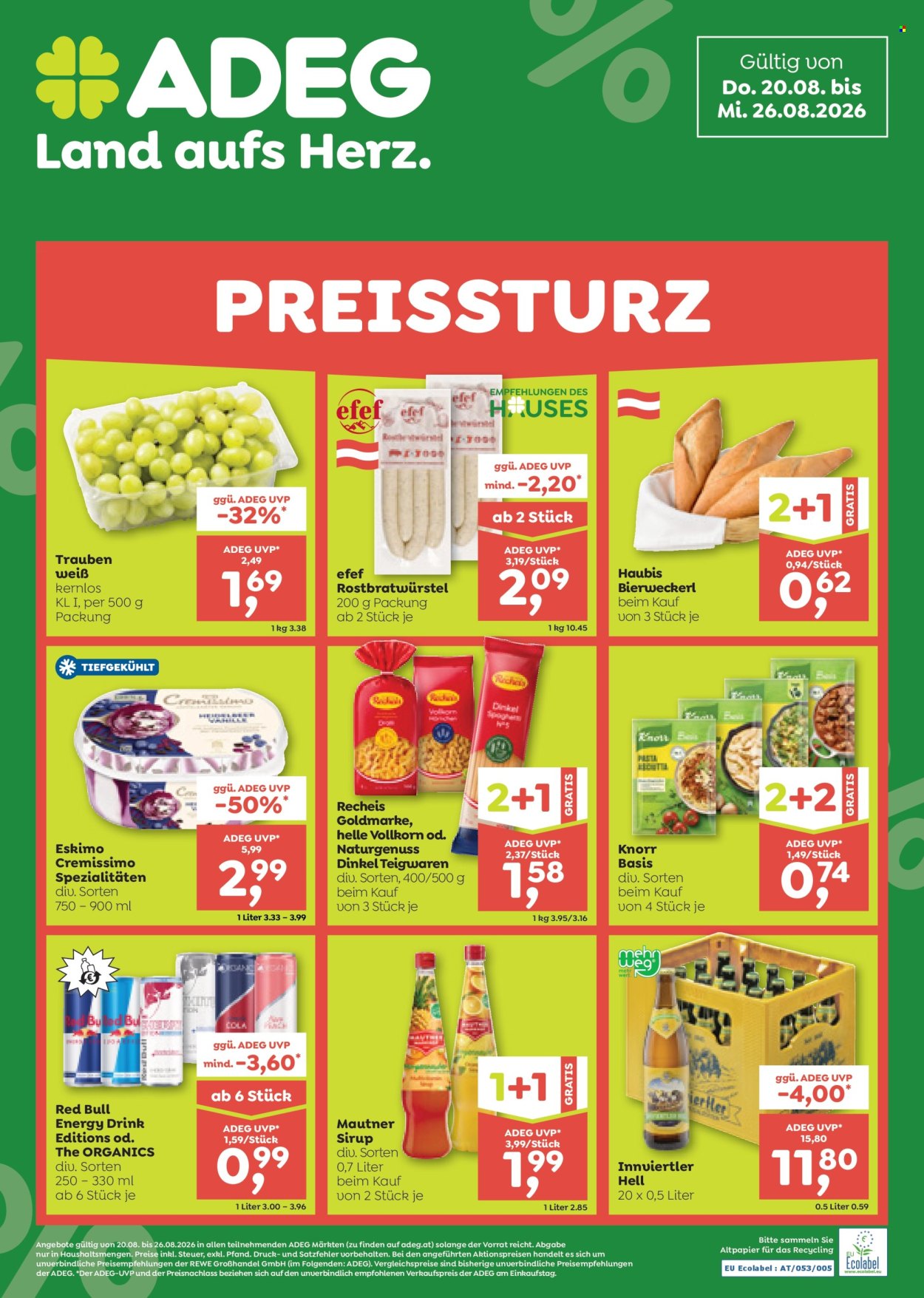 Angebote ADEG - 20.8.2026 - 26.8.2026. Seite 1