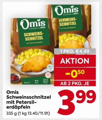 Omis Schweinsschnitzel mit Petersilerdäpfeln